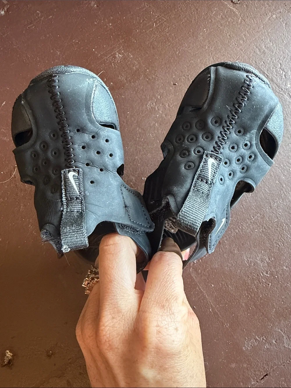 Nike Black Baby/Walker Sandals with Hook-and-Loop Strap
